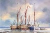 Thumbnail. Painting: Three Barges, watercolour