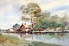 Thumbnail. Painting: Farm on the River Waveney, watercolour
