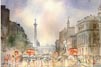 Thumbnail. Painting: Trafalgar Square from Whitehall, watercolour